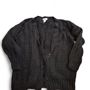 Vintage Men's Black Cable Knit Cardigan By Carriage Court Size M